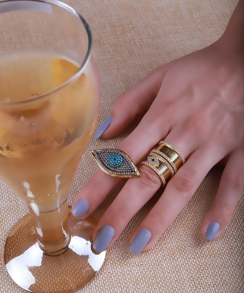 Adjustable Evil Eye Ring Band - Bansri Mehta Design