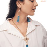 Flyer de lys Necklace & Earring Tassel Set - Bansri Mehta Design