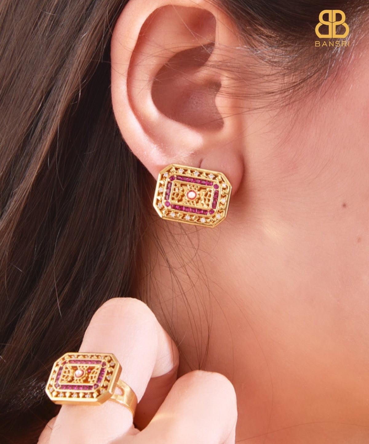 Junoon Hand Carved Necklace, Earring & Ring Set - Bansri Mehta Design