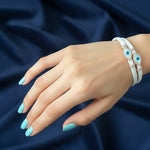 Double Evil Eye Adjustable Wrap Bracelet-Necklace Choker with Swarovski Crystals - Bansri Mehta Design