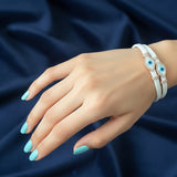 Double Evil Eye Adjustable Wrap Bracelet-Necklace Choker with Swarovski Crystals - Bansri Mehta Design