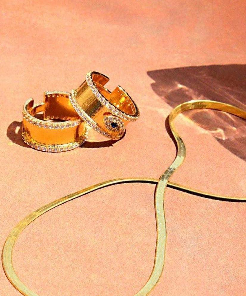 Adjustable Evil Eye Ring Band - Bansri Mehta Design