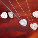 Mother of Pearl Heart Solitaire Necklace & Earring Set - Bansri Mehta Design