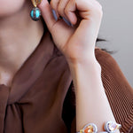 Aliya Encrusted Turquoise Drop Earrings - Bansri Mehta Design