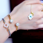 Heart Double Solitaire Flexi Bangle Bracelet & Stud Earrings Set - Bansri Mehta Design