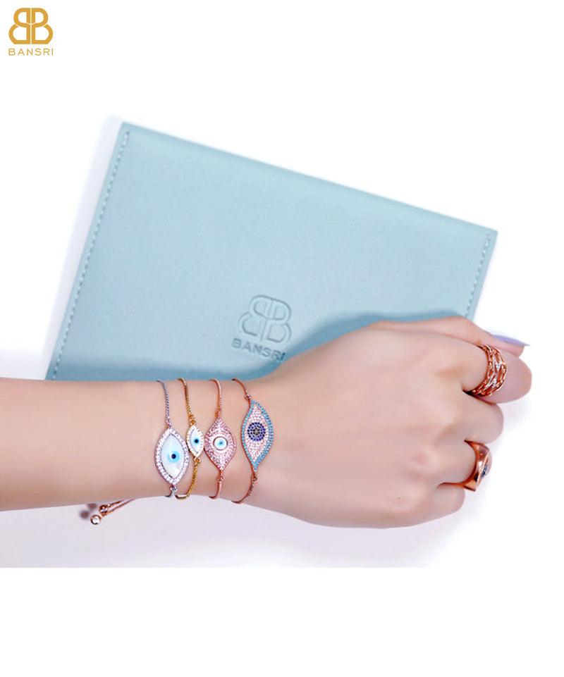 Evil Eye Disc Adjustable Cord Bracelet - Bansri Mehta Design