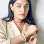 Double Evil Eye Adjustable Wrap Bracelet-Necklace Choker with Swarovski Crystals - Bansri Mehta Design