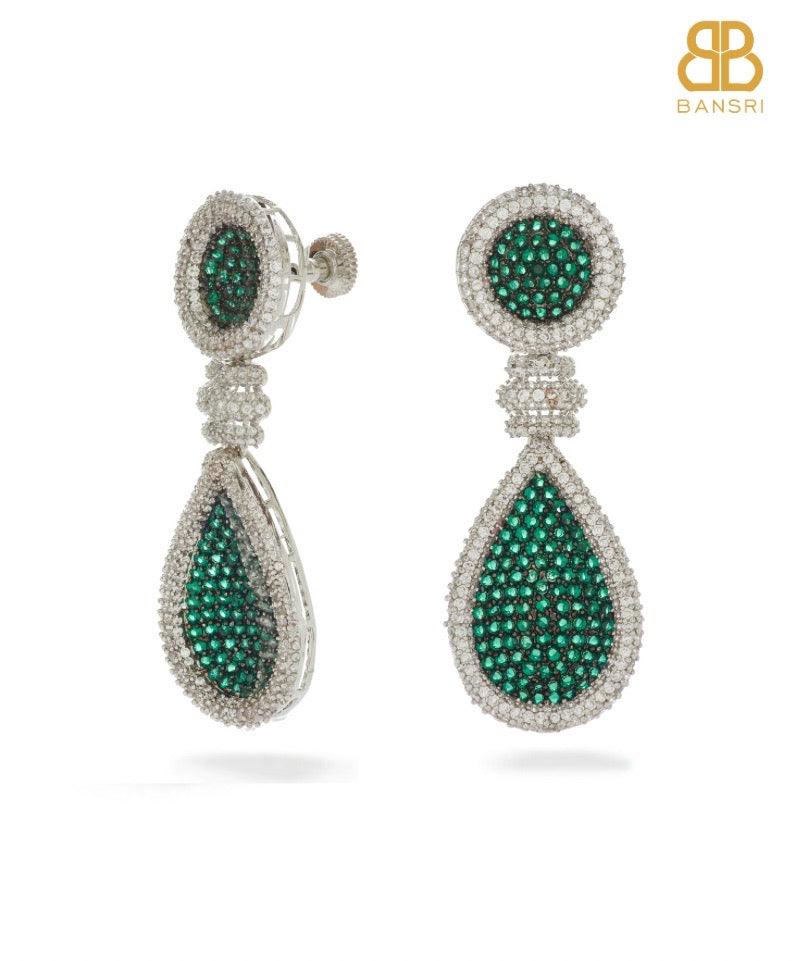 Kelly Crystal Encrusted Tear Drop Earrings - Bansri Mehta Design