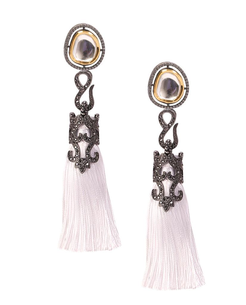 Vintage Vogue Tassel Duster Statement Earrings - Bansri Mehta Design