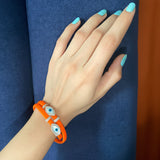 Double Evil Eye Adjustable Wrap Bracelet-Necklace Choker with Swarovski Crystals - Bansri Mehta Design