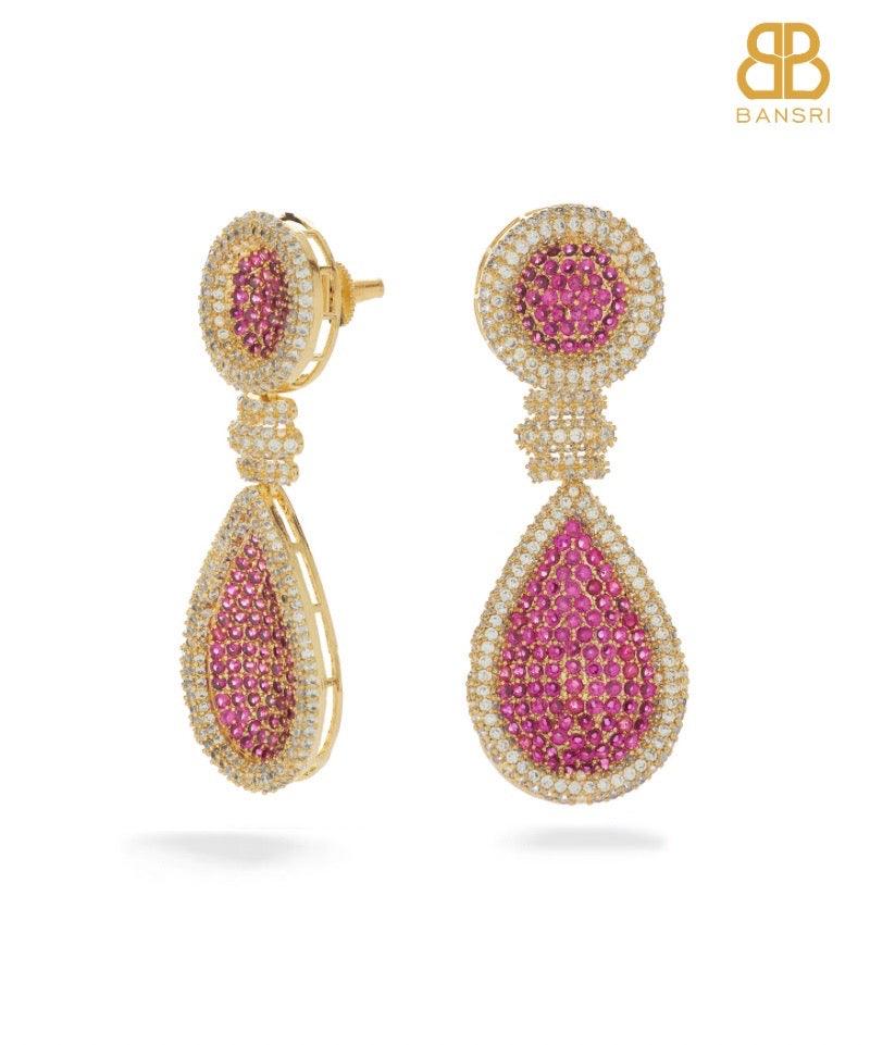 Kelly Crystal Encrusted Tear Drop Earrings - Bansri Mehta Design