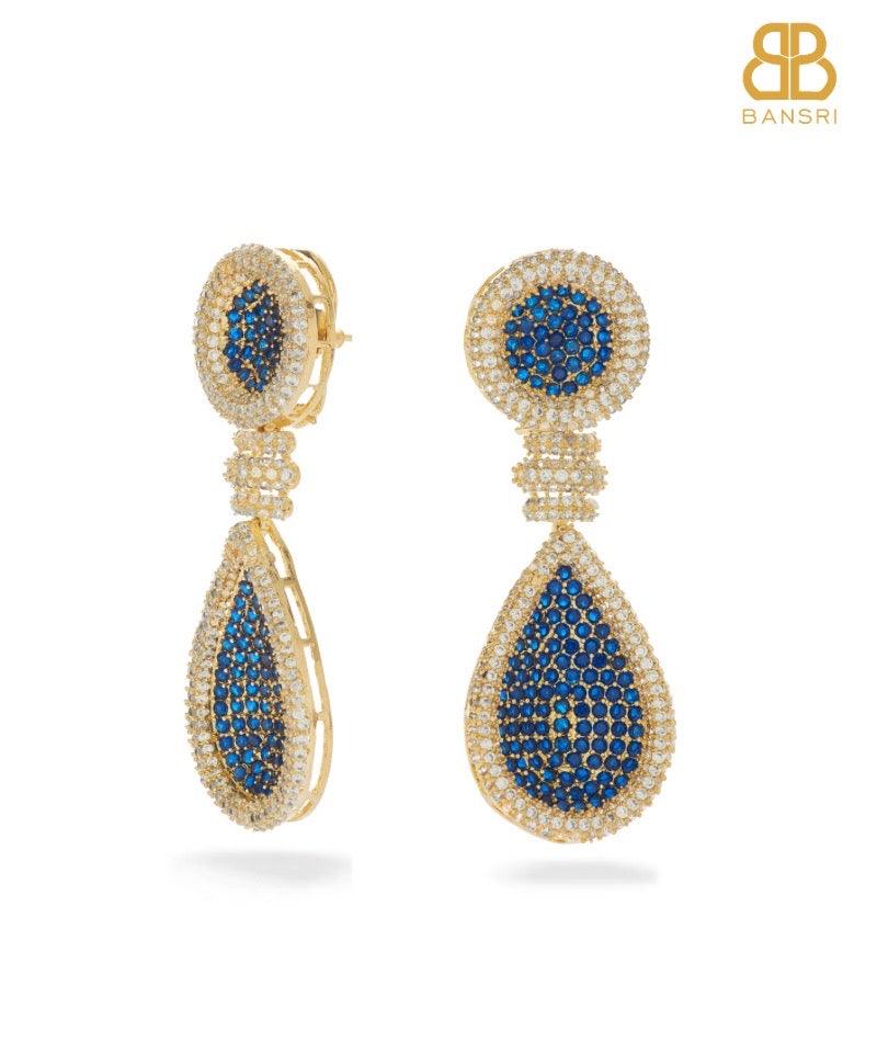 Kelly Crystal Encrusted Tear Drop Earrings - Bansri Mehta Design