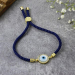 Evil Eye Disc Adjustable Cord Bracelet - Bansri Mehta Design