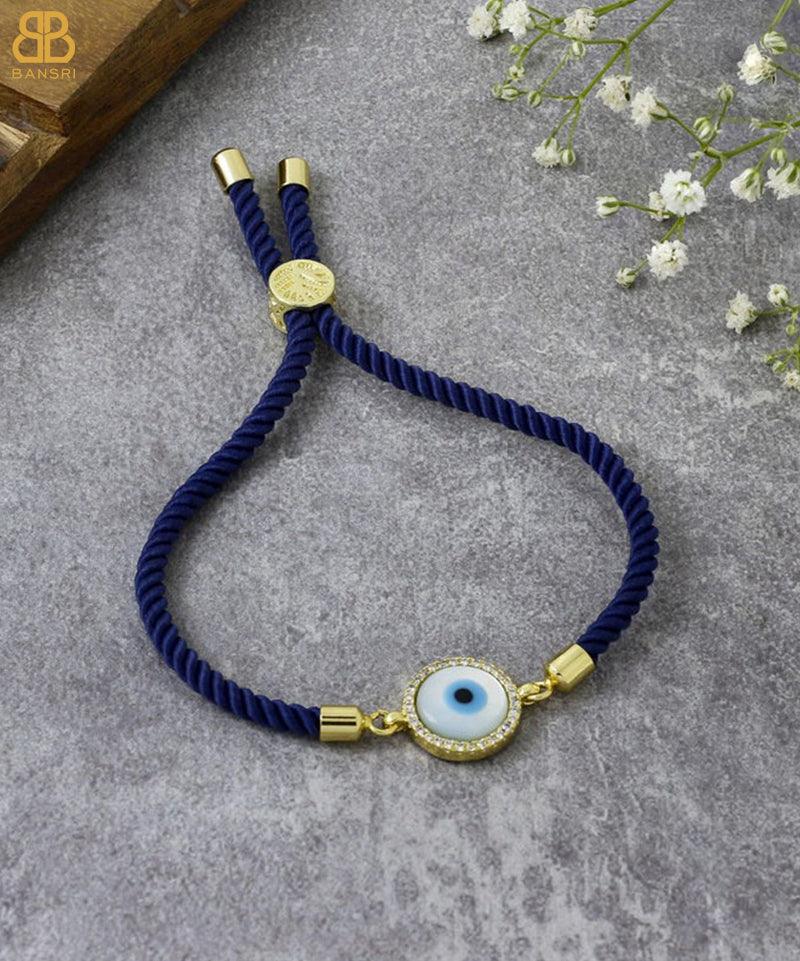 Evil Eye Disc Adjustable Cord Bracelet - Bansri Mehta Design