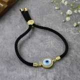 Evil Eye Disc Adjustable Cord Bracelet - Bansri Mehta Design