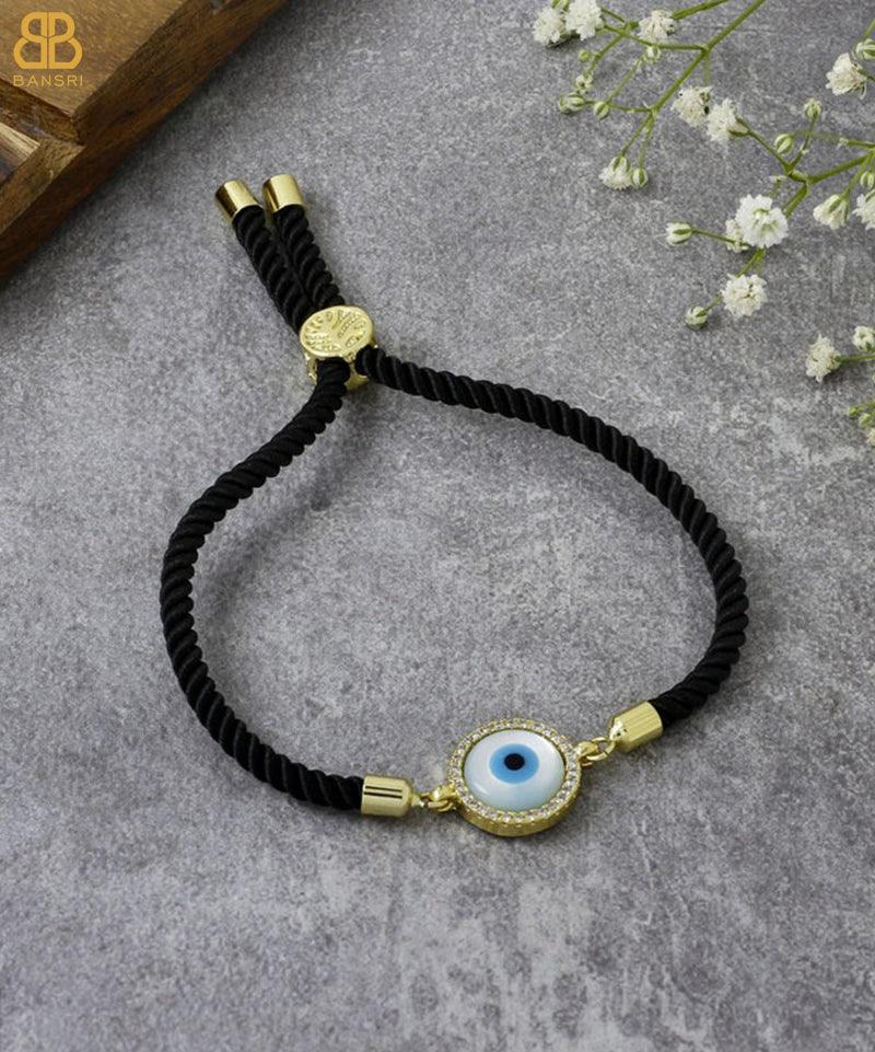 Evil Eye Disc Adjustable Cord Bracelet - Bansri Mehta Design