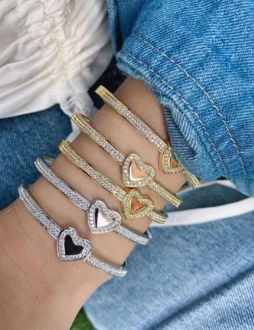 Adjustable Crystal Studded Heart Bracelet - Bansri Mehta Design