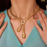 Double Headed Panthera Snakechain Dangler Necklace - Bansri Mehta Design