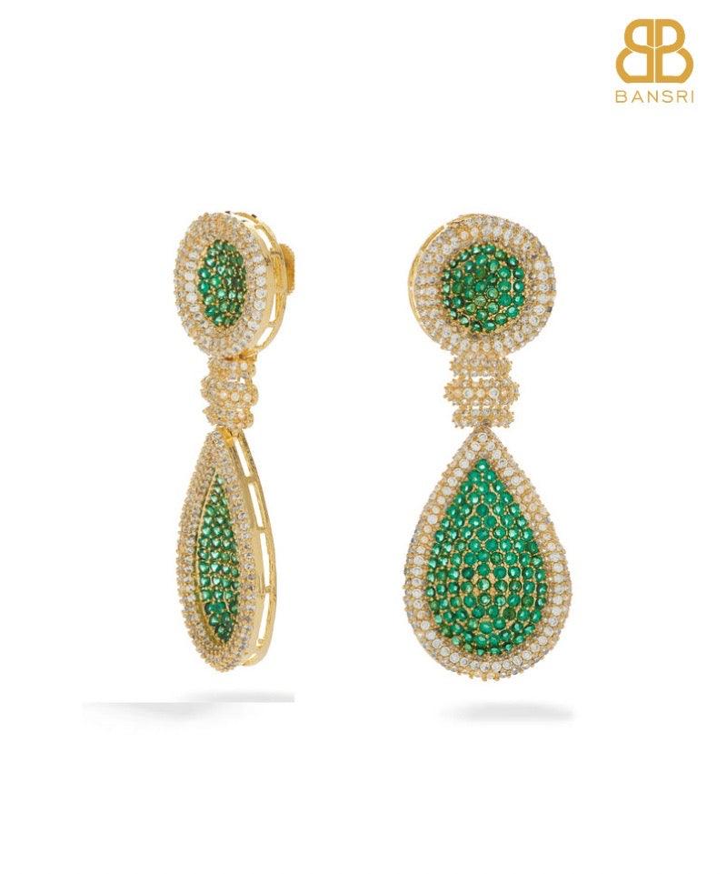 Kelly Crystal Encrusted Tear Drop Earrings - Bansri Mehta Design