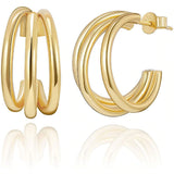 Trio Circular Gold Hoop Earrings
