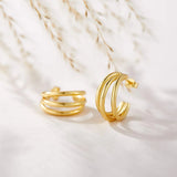 Trio Circular Gold Hoop Earrings