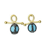 Aliya Encrusted Turquoise Drop Earrings - Bansri Mehta Design