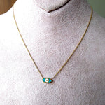 Reversible Two Toned Enamel Mini Evil Eye Necklace - Bansri Mehta Design