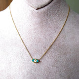 Reversible Two Toned Enamel Mini Evil Eye Necklace - Bansri Mehta Design