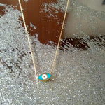 Reversible Two Toned Enamel Mini Evil Eye Necklace - Bansri Mehta Design