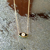 Reversible Two Toned Enamel Mini Evil Eye Necklace - Bansri Mehta Design