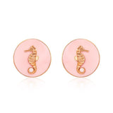 Pink CeCe Seahorse Medallion Earrings - Bansri Mehta Design