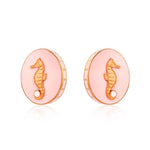 Pink CeCe Seahorse Medallion Earrings - Bansri Mehta Design