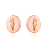 Pink CeCe Seahorse Medallion Earrings - Bansri Mehta Design