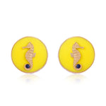 Poppy Yellow CeCe Seahorse Medallion Earrings - Bansri Mehta Design