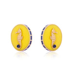 Poppy Yellow CeCe Seahorse Medallion Earrings - Bansri Mehta Design