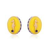 Poppy Yellow CeCe Seahorse Medallion Earrings - Bansri Mehta Design