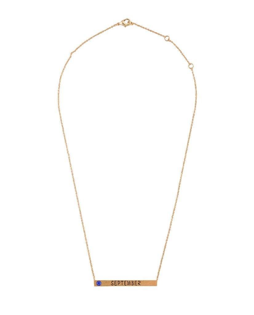 22k Gold Plated Birthmonth Engraved Bar Necklace - Jan to Dec - Bansri Mehta Design