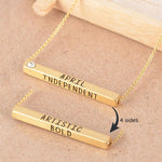 22k Gold Plated Birthmonth Engraved Bar Necklace - Jan to Dec - Bansri Mehta Design