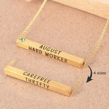 22k Gold Plated Birthmonth Engraved Bar Necklace - Jan to Dec - Bansri Mehta Design