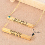 22k Gold Plated Birthmonth Engraved Bar Necklace - Jan to Dec - Bansri Mehta Design
