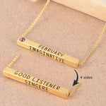 22k Gold Plated Birthmonth Engraved Bar Necklace - Jan to Dec - Bansri Mehta Design