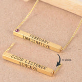 22k Gold Plated Birthmonth Engraved Bar Necklace - Jan to Dec - Bansri Mehta Design