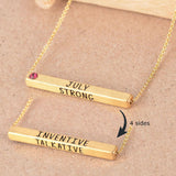 22k Gold Plated Birthmonth Engraved Bar Necklace - Jan to Dec - Bansri Mehta Design