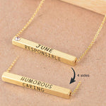 22k Gold Plated Birthmonth Engraved Bar Necklace - Jan to Dec - Bansri Mehta Design