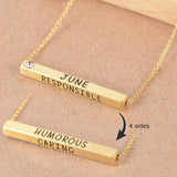 22k Gold Plated Birthmonth Engraved Bar Necklace - Jan to Dec - Bansri Mehta Design