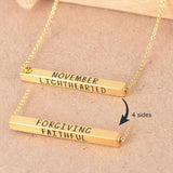 22k Gold Plated Birthmonth Engraved Bar Necklace - Jan to Dec - Bansri Mehta Design