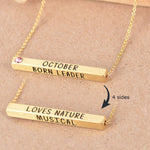 22k Gold Plated Birthmonth Engraved Bar Necklace - Jan to Dec - Bansri Mehta Design