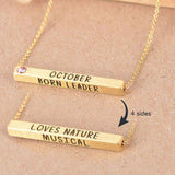 22k Gold Plated Birthmonth Engraved Bar Necklace - Jan to Dec - Bansri Mehta Design