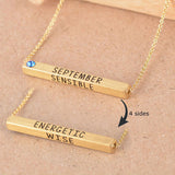 22k Gold Plated Birthmonth Engraved Bar Necklace - Jan to Dec - Bansri Mehta Design