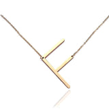 Sideway Big Initial 18k Gold Plated A-Z Pendant Necklace - Bansri Mehta Design